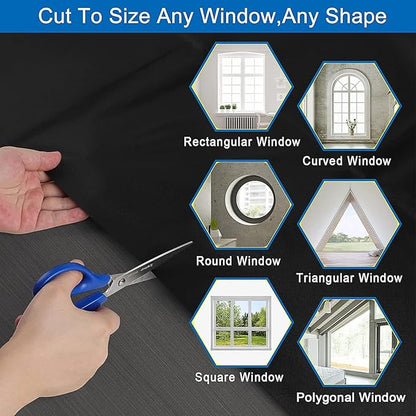 100% Blackout Curtain Window Cover for Bedroom 57x79Inch,No Drill Magnetic Blackout Blinds,DIY Cut Black Out Curtains for Nursery Bedroom,Media Room RV with Hook Loop Tape+Magnet Closure