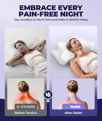 Sleep Doctor Approved Cervical Neck Pillow for Sleeping, Ergonomic Contour Side Sleeper Pillows for Adults, Cooling Orthopedic Pillow for Pain Relief Support, Memory Foam Pillows Back Stomach Sleepers