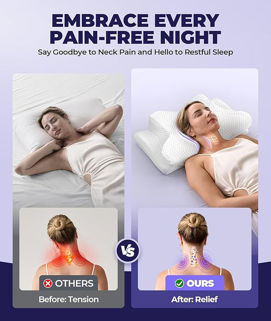 Sleep Doctor Approved Cervical Neck Pillow for Sleeping, Ergonomic Contour Side Sleeper Pillows for Adults, Cooling Orthopedic Pillow for Pain Relief Support, Memory Foam Pillows Back Stomach Sleepers
