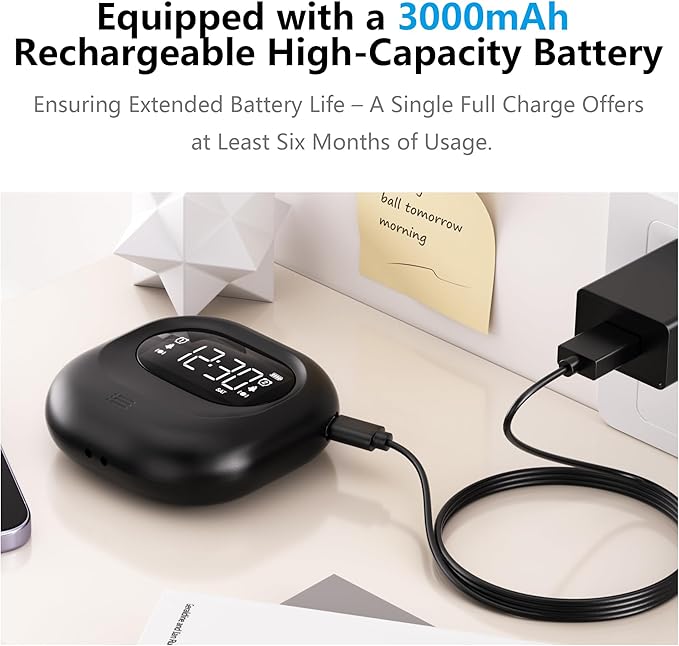 Mesqool Vibrating Alarm Clock for Heavy Sleepers, Battery Operated Rechargeable Bed Shaker Under Pillow, Weekday/Weekend Dual Alarms, Wireless, Cordless, Travel Digital Clock