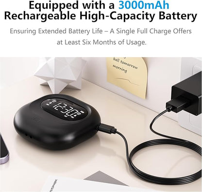 Mesqool Vibrating Alarm Clock for Heavy Sleepers, Battery Operated Rechargeable Bed Shaker Under Pillow, Weekday/Weekend Dual Alarms, Wireless, Cordless, Travel Digital Clock