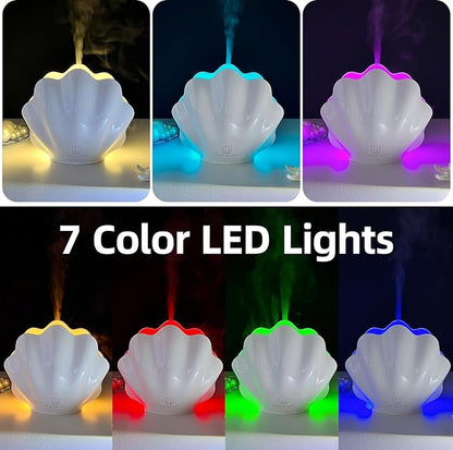 Essential Oil Diffuser 260ML, Shell Aroma Diffuser with Remote Control Humidifier with 7 Colors LED Night Light for Bedroom Home Relaxation (Black)