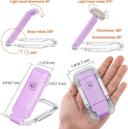 BIGLIGHT Amber Book Reading Light, LED Clip on Book Lights, Reading Lights for Books in Bed, Small Book Light for Kids, USB Rechargeable, 2 Brightness Adjustable for Eye Protection, Lavender