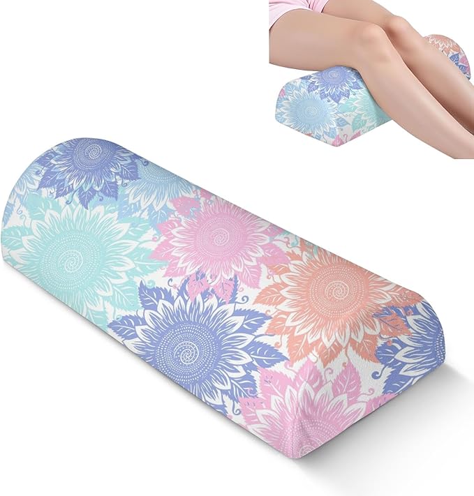Knee Pillow for Back Sleeping – Half Moon Bolster Pillow for Legs,Under Knee While Sleeping Support, Leg & Back Pain Relief (21.5x9x5 Inches),Machine Washable Cover