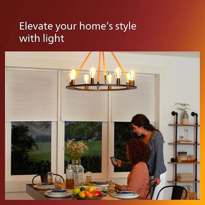 Philips LED Vintage Flicker-Free Amber Spiral A19, Dimmable, Eyecomfort Technology, 400 Lumen, Amber Light(2000K), 6.5W:60W, Title 20 Certified, E26 Base, 2-Pack (565796)