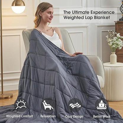 Weighted Blanket for Adults 15lbs, 48"x72", Twin Full Size Cooling Heavy Throw Blanket for 120-160lbs, Microfiber Soft Thick Big Blankets Weighted Comforter Gift for Sleeping, Pink Grey