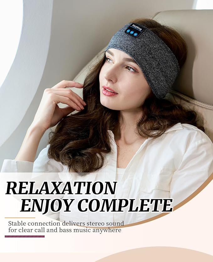 Perytong Sleep Headphones Bluetooth 5.4, Sleeping Headphones with Built-in Stereo Speakers, Wireless Earphones for Comfortable Sleep Listening, Soft & Sweat-Proof Sports for Workout
