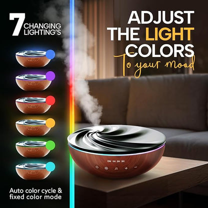 Aromatherapy Essential Oil Diffuser for Large Room, 500ml Ultrasonic Quiet Cool Mist Aroma Humidifier for Home, 8 Relaxing Sounds, White Noise, Timer, Waterless Auto-Off Safety
