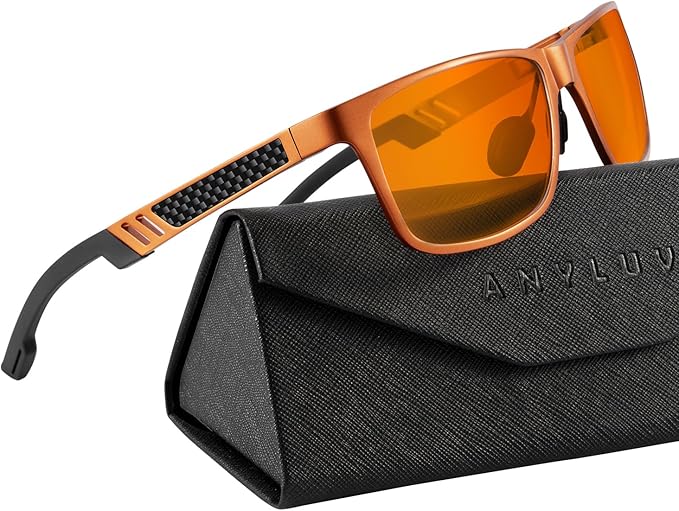ANYLUV Gaming Glasses for Men Anti Blue Light Computer Glasses Rectangle Al-Mg Metal UV400 Mens Blue Light Filter Eyeglasses