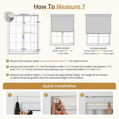Grandekor Motorized Blinds with Remote Control, Blackout Roller Shade Electric Shades Cordless Smart Blinds for Bedroom Living Room Office,Cream,W24xH72
