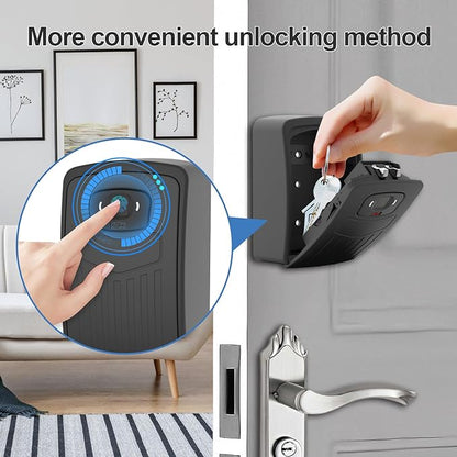 Fingerprint Smart Key Lock Box for Outside, Remote Access Wireless Key Box Operate on iOS/Android APP with WiFi Gateway, Large Capacity Bluetooth Safe Box