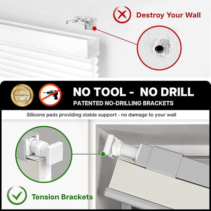 LazBlinds Cordless Cellular Shades, No Tools No Drill Light Filtering Honeycomb Shades Pleated Blinds for Windows, 34 1/2'' W x 64'' H, Dovy Grey