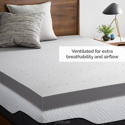 Lucid 4 Inch Bamboo Charcoal Infused Memory Foam Mattress Topper - Twin XL Size – Moisture and Odor Control - Ventilated - Ultra Plush Feel, Pressure-Relief Bed Topper – CertiPur Certified