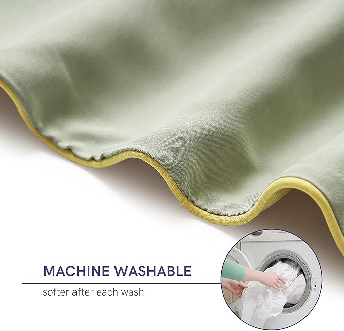 YnM Cotton/Polyester Duvet Cover for Weighted Blankets (Yellow/Green Reversible, 48''x72'')