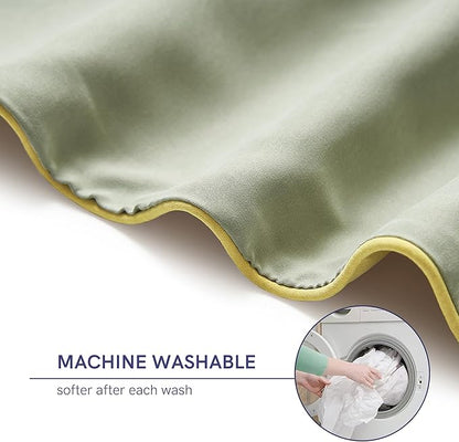 YnM Cotton/Polyester Duvet Cover for Weighted Blankets (Yellow/Green Reversible, 48''x72'')