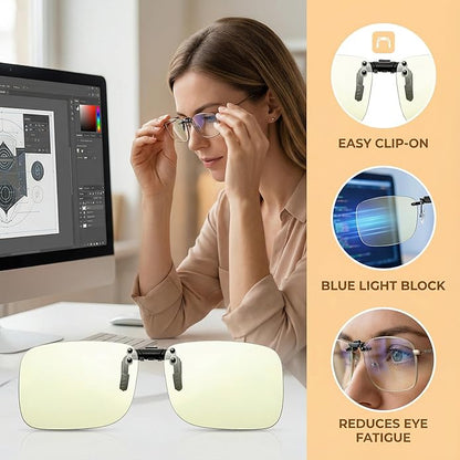 PSI Premium Blue Light Blocking Clip On Prescription Glasses, Relief Eye and good for sleep