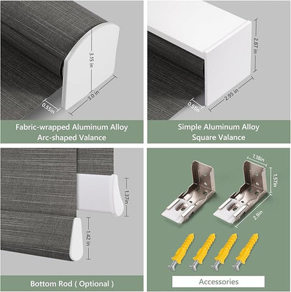 ZSHINE Motorized Window Blinds Over-Size Customize Width (21-114 Inches) Remote Control Wireless and Rechargeable Motor Roller Shades Blinds for Windows(Light Filtering Horizontal Strip)