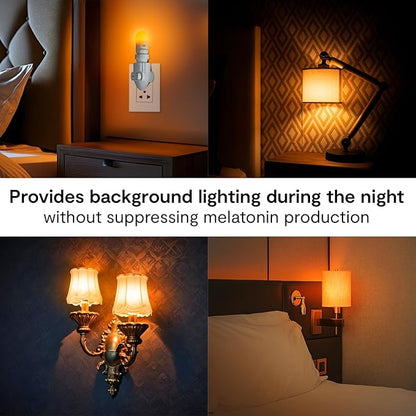 LowBlueLights Amber Night Light Bulb, E12 Candelabra LED (120V, 0.5W) – Blue Light Blocking Night Light Bulb for Sleep, Melatonin-Friendly Amber LED for Bedrooms, Nurseries & Baby Night Lights