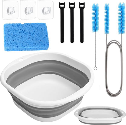 XANGNIER Cleaning Brush Kit for CPAP Mask,Standard 15mm-22mm Hose,Tube,Water Chamber,6.5 Ft Thick Hose Brush and Foldable Wash Basin for CPAP Machine Equipment Accessories Cleaner Supplies