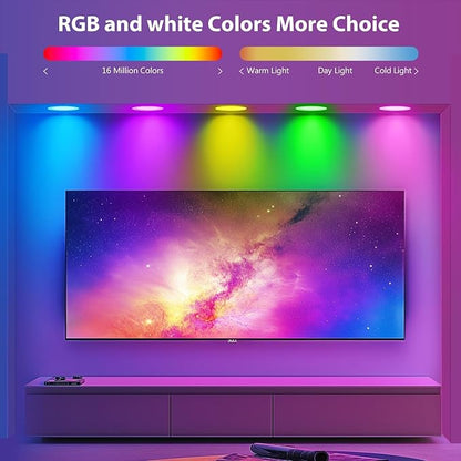DAYBETTER Recessed Lighting 6 Inch Smart Color Changing Tunable White (2700KK-6500K), Ultra Thin Dimmable RGB Recessed Lights Compatible with Alexa Voice Control Wafer Light Easy Install 4Pack