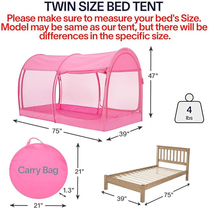 LEEDOR® Bed Tent Dream Tents Bed Canopy Shelter Cabin Indoor Privacy Warm Breathable Pop Up Twin/Full/Queen for Kids and Adult Patent Pending(Mattress Not Included)