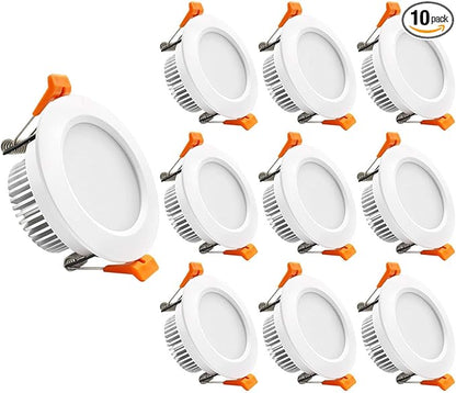 YGS-Tech 3.5 Inch LED Recessed Lighting, Dimmable Downlight 7W(55W Halogen Equivalent), CRI80, 5000K Daylight White, Ceiling Light with LED Driver(10 Pack)