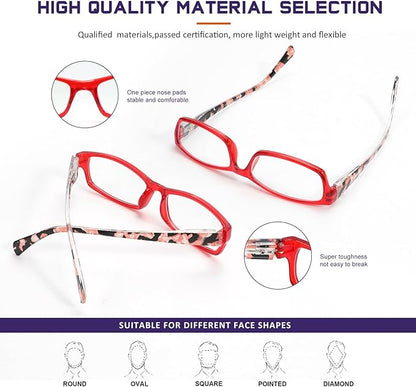 Reading Glasses for Women Men - 5 Pack Blue Light Blocking Spring Hinge Computer Readers Anti Glare UV Eyeglasses