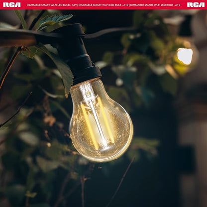 RCA Smart Light Bulbs, WiFi LED Light Bulb, Tunable Dimmable A19 Amber LED Bulbs, 8W 60W Equiv, 720 Lumens, Alexa & Google Compat, Vintage LED Lights for Bedroom, Smart Home APP, No Hub Req (2)