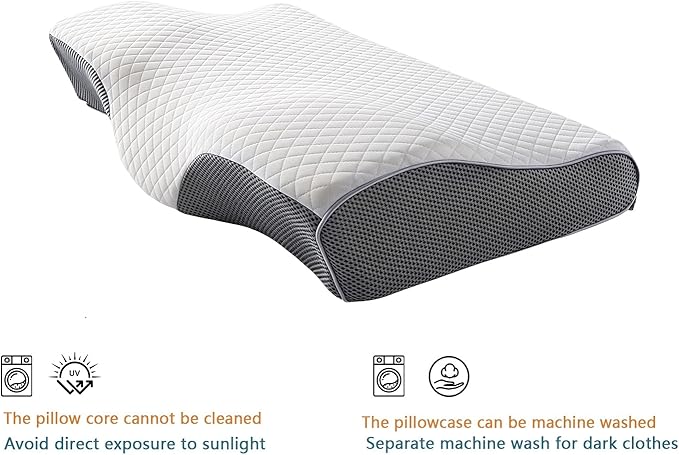 Sleep Apnea Pillow with Neck Pain & Snoring Relief -Orthopedic Cervical Pillow, Ergonomic Contour Memory Foam for Side, Back,Stomach Sleepers, Medium Firm Support (Large)