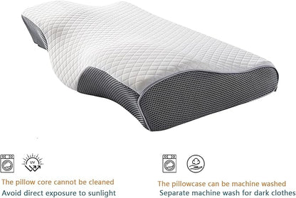 Sleep Apnea Pillow with Neck Pain & Snoring Relief -Orthopedic Cervical Pillow, Ergonomic Contour Memory Foam for Side, Back,Stomach Sleepers, Medium Firm Support (Large)
