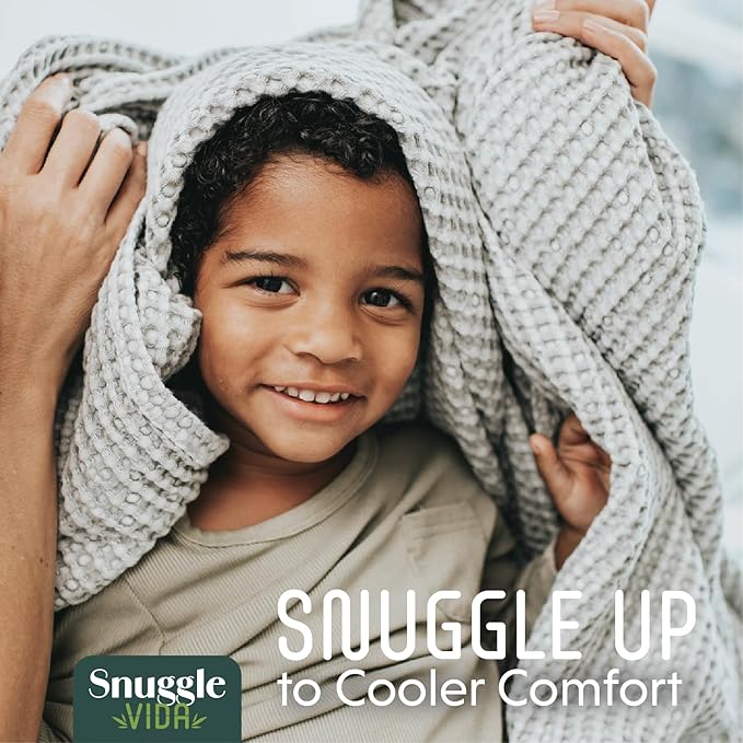 SNUGGLEVIDA Bamboo Cooling Blanket - Temperature Regulating Waffle Blanket for Comfortable Sleep - Throw for Sensitive Skin - Hypoallergenic, Breathable, Machine Washable