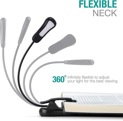 Vekkia/LuminoLite Rechargeable Amber Book Light, Clip on Lights for Reading in Bed, 3 Brightness × 3 Color Temperature, 2.1 oz Lightweight, 70 Hrs Reading, Perfect for Readers & Kids (Black)