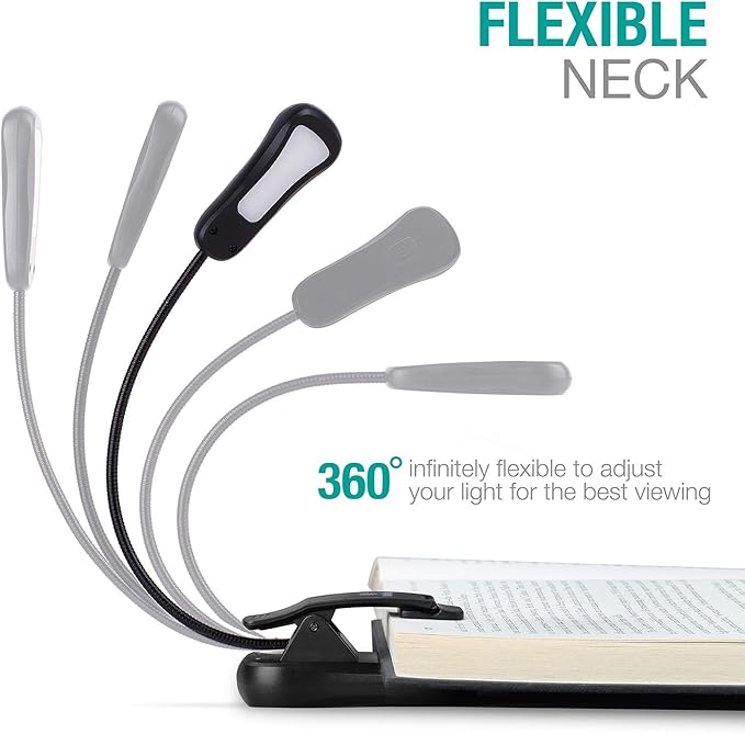 Vekkia Book Light Set with Charger, Clip on Reading Light in Bed with 3 Brightness, Up to 60 Hrs, Rechargeable, Eye-Care Warm LED for Read Before Bed (Incl Travel Case, Cable)