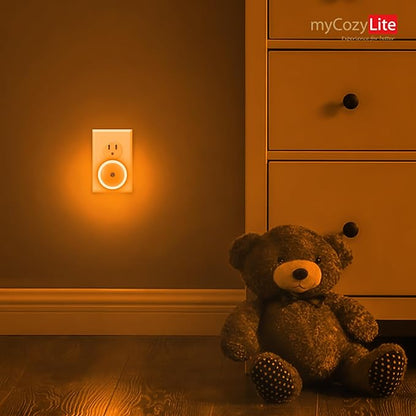 Amber Night Light Plug in, Dusk to Dawn Sensor, Blue Light Blocking, Automatic Nightlight, Energy Efficient, 2 Pack LED Night Lights Plug into Wall, for Bathroom, Bedroom, Kitchen, Hallway, Stairway