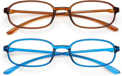 AQWANO 2 Pack Blue Light Blocking Computer Reading Glasses UV Protection Flexible TR90 Frame Lightweight Readers Glasses for Women Men +1.25