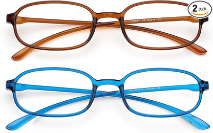 AQWANO 2 Pack Blue Light Blocking Computer Reading Glasses UV Protection Flexible TR90 Frame Lightweight Readers Glasses for Women Men +1.5