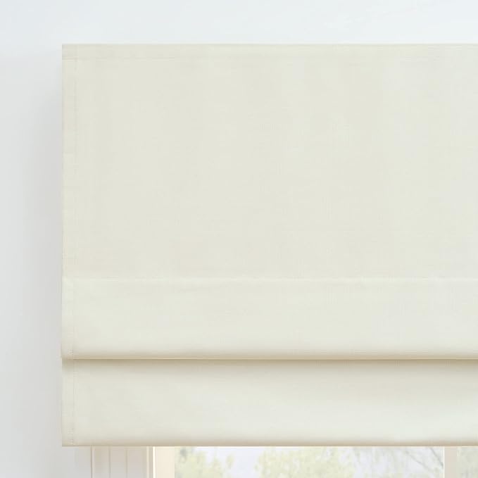 Eclipse Kylie Total Privacy Blackout Cordless Lined Window Roman Shade for Living Room, 27 in x 64 in, Ivory