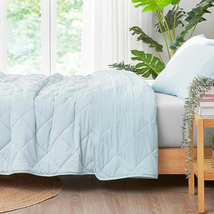 Cozy Bliss Cooling Blanket for Hot Sleepers Queen Size, Q-Max 0.45 Cooling Comfort, Cold Blankets for Night Sweats Sleeping, Ultra-Cool Lightweight Breathable Summer Blanket for Bed, Cool Blue
