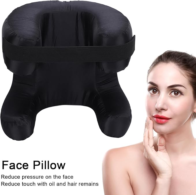 Memory Foam Face Pillow, Ergonomic Design, Silk Fabric Beauty Pillow for Back Sleep Training Pillow, Memory Foam Support, Soft Cushioning, Suitable for Comfortable Sleep (Black)
