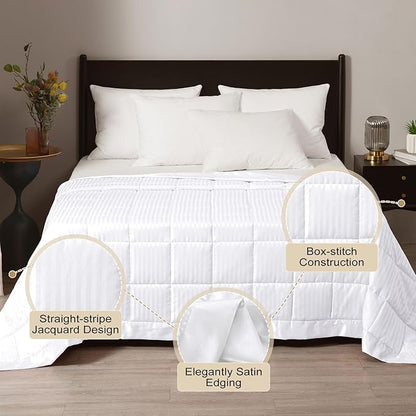 downluxe Weighted Blanket King Size, 18 lb Weighted Blanket with Glass Beads for All Season, Machine Washable Heavy Blanket (White, 108 X 90 Inch)