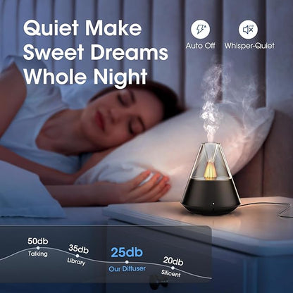 Essential Oil Diffuser, Modern Style Aromatherapy Aroma Diffusers with Candle Light, Fragrance Ultrasonic Cool Mist Humidifier, Remote Control, Auto Shut-Off, for Home Living Room Office