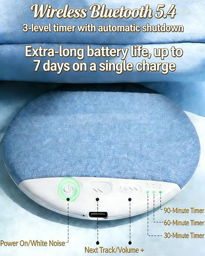 2026 New Flat Under Pillow Speakers for Sleeping, Bone Conduction Pillows Speaker Bluetooth, Private Ultra-Thin Aid with White Noise Timer, Mini Portable Slim Wireless Bedside Speak