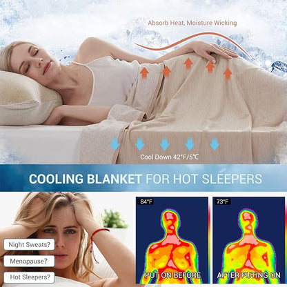 Marchpower Cooling Blanket for Hot Sleepers King Size, Arc-Chill Cooling Blanket with Double-Sided Design, Japanese Cooling Fiber Absorbs Body Heat, Lightweight Soft Cold Blankets for Sleeping Summer