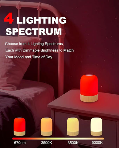 Aoife 670nm Red Light Sleep Lamp Night Light for Bedside Sleep with 4 Color Modes Red Warm White Natural Cool White 10 Brightness Levels Touch & Remote Control Timer for Bedroom or Hanging Use