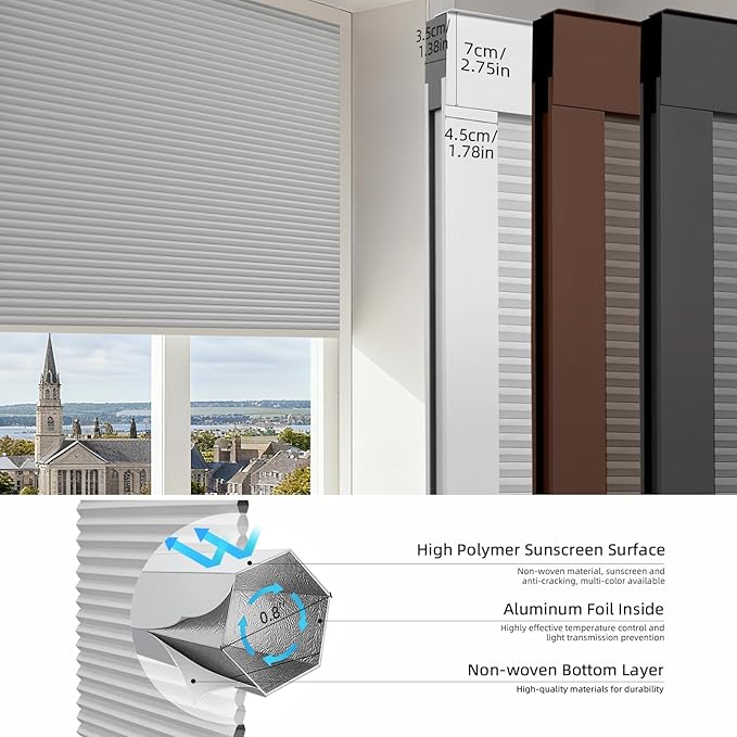 ZSTARR Motorized Skylight Shades Blackout Cellular Honeycomb Electric Blinds with Solar Panel Cordless Rechargeable with Remote for Roof and Slanted Windows Custom Size (Blackout Frost White)