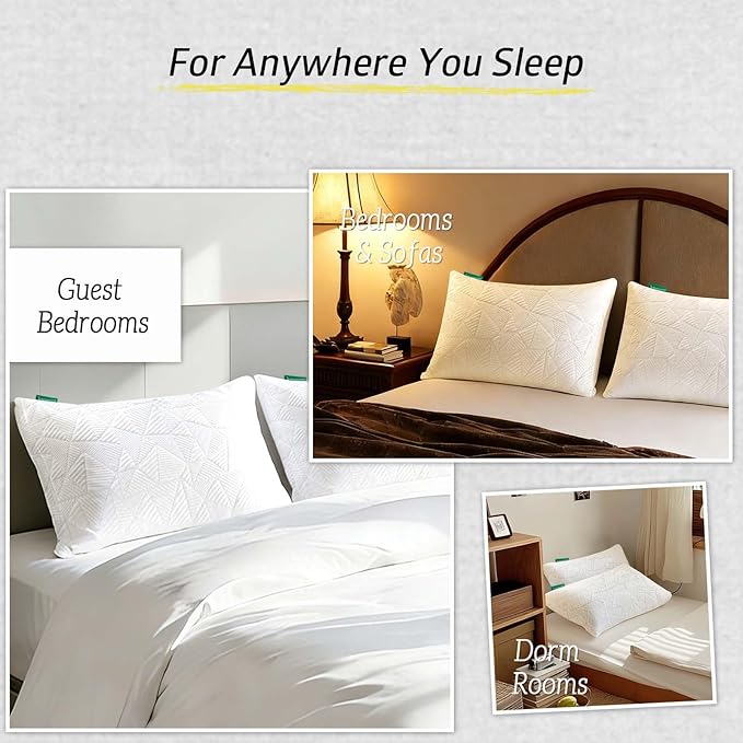 BETU Cooling Standard Pillow, Shredded Memory Foam Cool Pillow for Hot Sleepers, Adjustable Gel Firm Soft Support Bed Pillows for Back Pain and Side Sleeping, Birthday Gifts for Men, Women, Mom