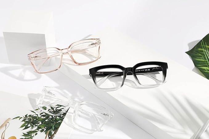 XVXV Reading Glasses for Women Men - Blue Light Blocking Readers Oversize Oprah Square Anti Glare/Eyestrain Spring Hinge