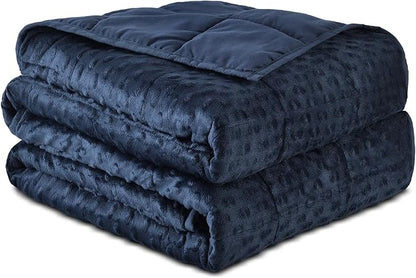 Sivio Weighted Blankets for Adults, Soft Minky Heavy Blanket for Calm Sleeping, Brethable Cooling Weighted Throw Blanket for Men and Women, Navy Blue, 60 x 80in, 15lbs