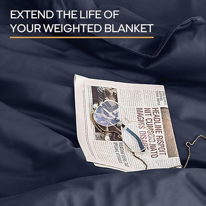 ZonLi 48"x72" Navy Blue Duvet Cover, Oeko-texCertified 100% Cotton, Twin Size RemovableDuvet Cover for Weighted Blanket