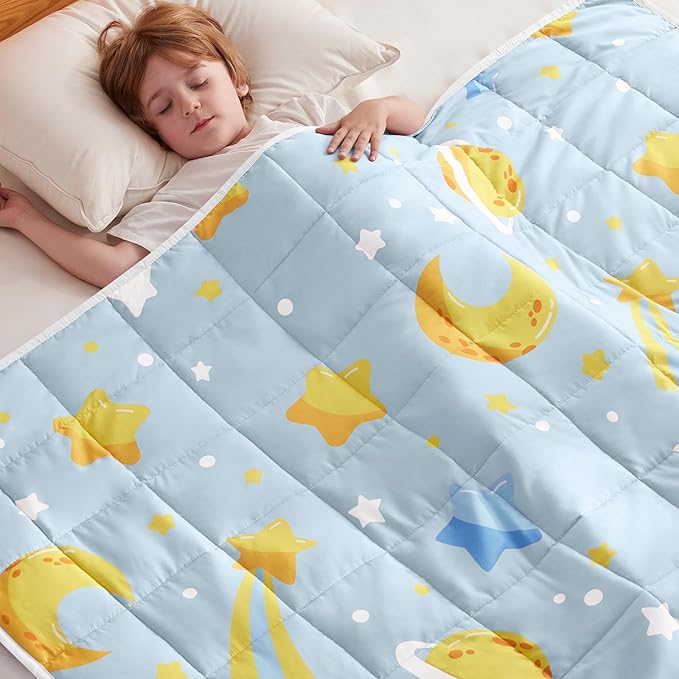 anfie Weighted Blanket Kids(36"x48" 3lbs) Weighted Blanket Cooling Blanket for Sleeping,Throw Size Breathable Blanket with Premium Glass Bead(Light Blue Moon)